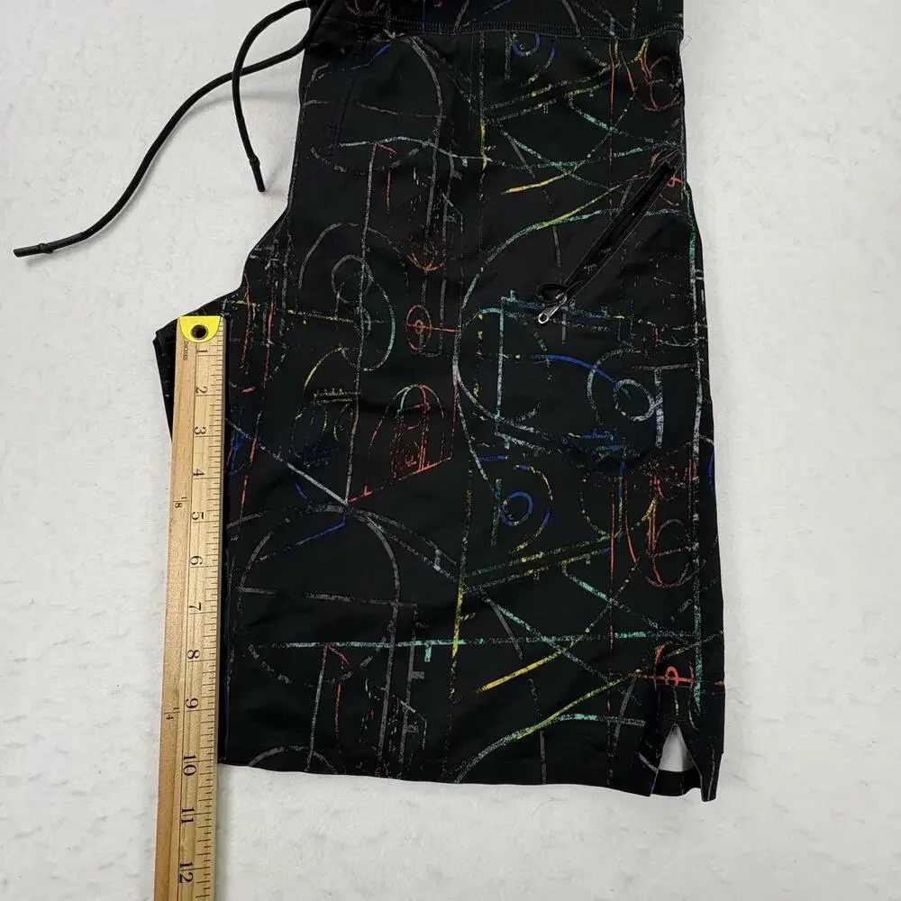 Lululemon Board Shorts Mens 32 Black Abstract Print Swim Surf Quick Dry Stretch